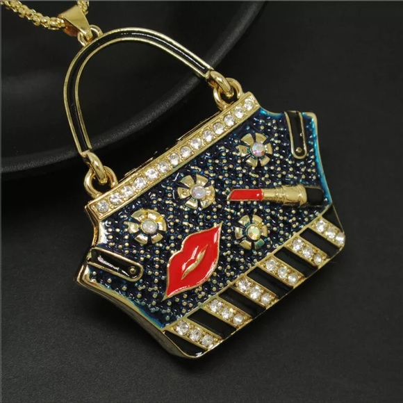 New BetseyJohnson Handbag Lipstick CrystalNecklace - Picture 2 of 6